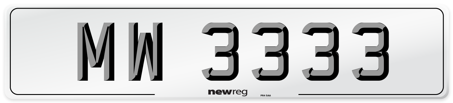 MW 3333 Number Plate from New Reg